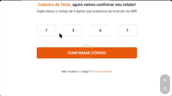 Inserção de código SMS