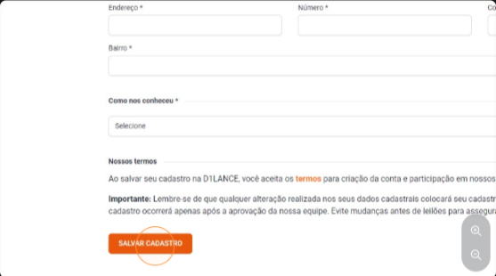 Tela de dados cadastrais completos