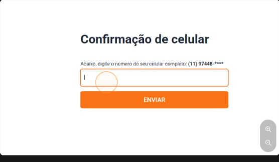 Tela de login e confirmação de número de celular