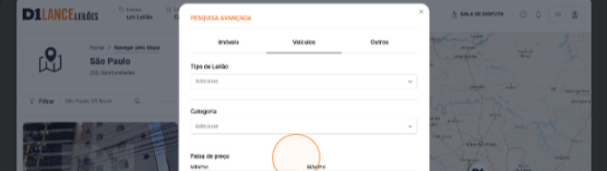 Painel de filtros avançados de busca